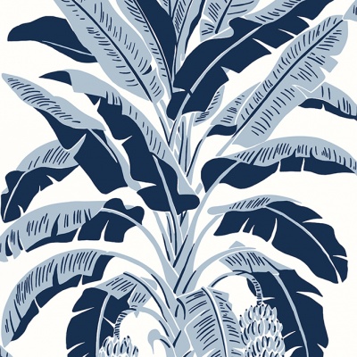 Thibaut Banana Tree Wallpaper in Navy